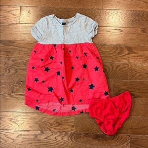 GAP Kids 2PC Casual Dress - Gray and Red with Black Stars with bottom cover